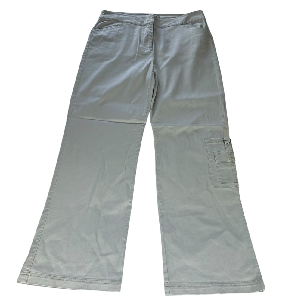 Coldwater Creek Women's Khaki Wide Leg Pants Tencel Blend Cargo Size 14